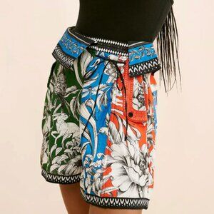 Agua Bendita Multicolor Floral High Waist Shorts